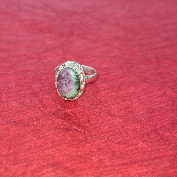 Ruby Zoisite ring sterling silver -Unique gemstone ring - Picture 3 of 16